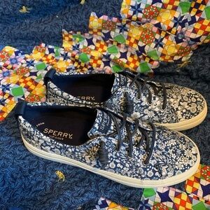 Sperry Blue Floral Sneakers